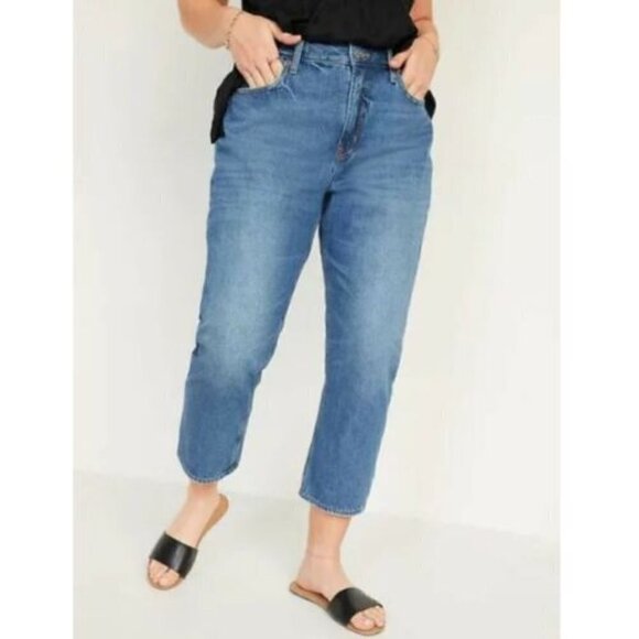 Old Navy Plus Cropped Dad Jean Medium Wash - Picture 1 of 12